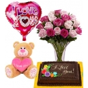 online valentines rose bear balloon with cake to philippines