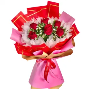 6 Pink Roses Bouquet