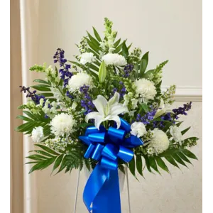 Deepest Sympathies Blue and White Flowers to Philippines