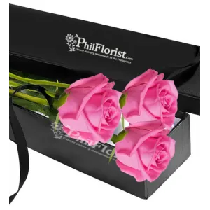 Send 3 Pcs Pink Rose in Box to Philippines