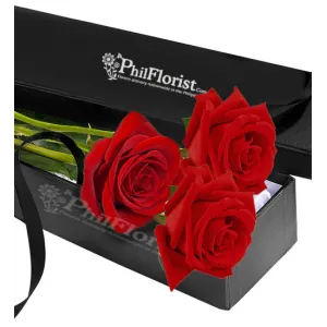 Send 3 Pcs Red Rose in Box to Philippines