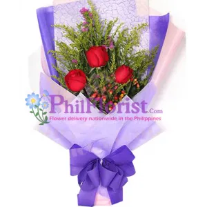 3 Red Roses Bouquet