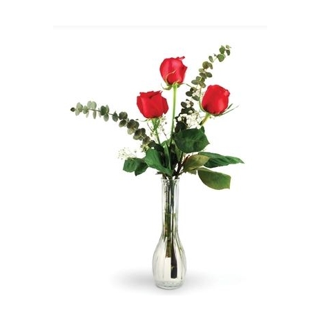 3 Red Roses in Wonderfull Vase