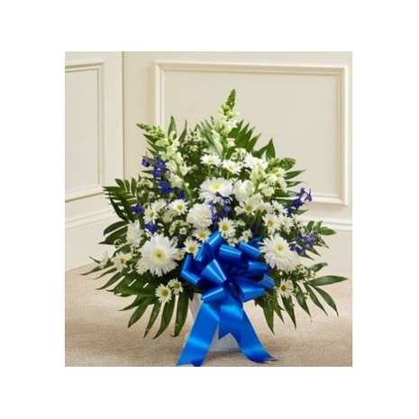 Deepest Condolences Blue and White Flowers