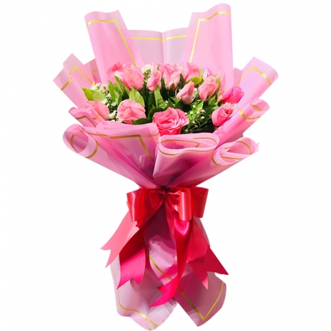 12 pink roses bouquet to philippines