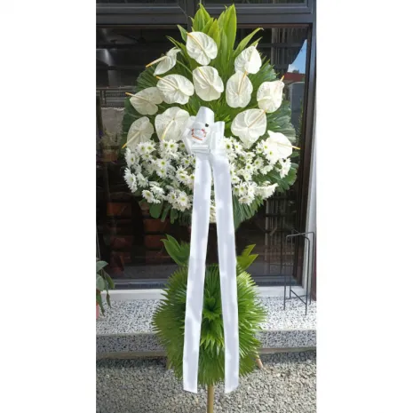 Anthurium and Mum Funeral Flower Arrangement