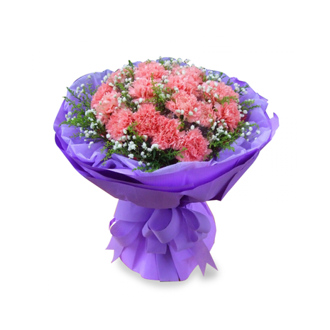 24 Pink Carnations in Bouquet