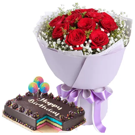 roses bouquet with rainbow cake online philippines