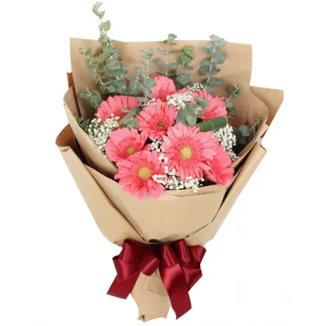 12 Pink Gerberas in a Bouquet