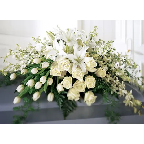 Send White Tribute Casket Flowers to Philippines