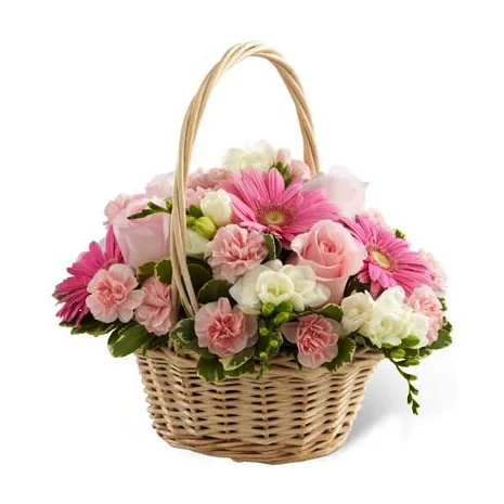 roses with seasonal flowers basket