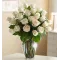 24 White Roses in Vase