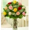 12 Mixed Color Roses in Vase