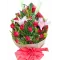 24 Red Roses Bouquet with Stargazer